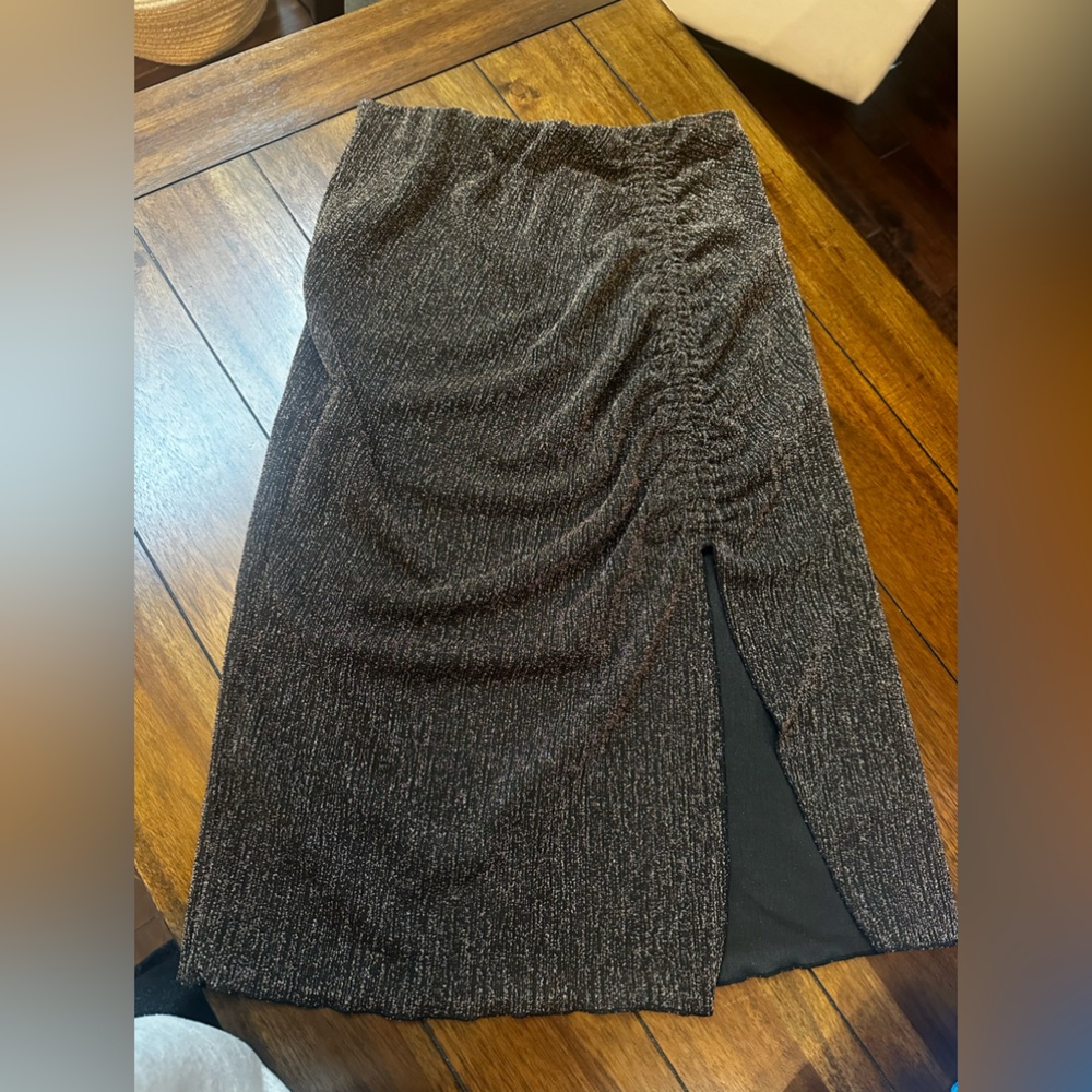 Black and gold sparkle midi skirt